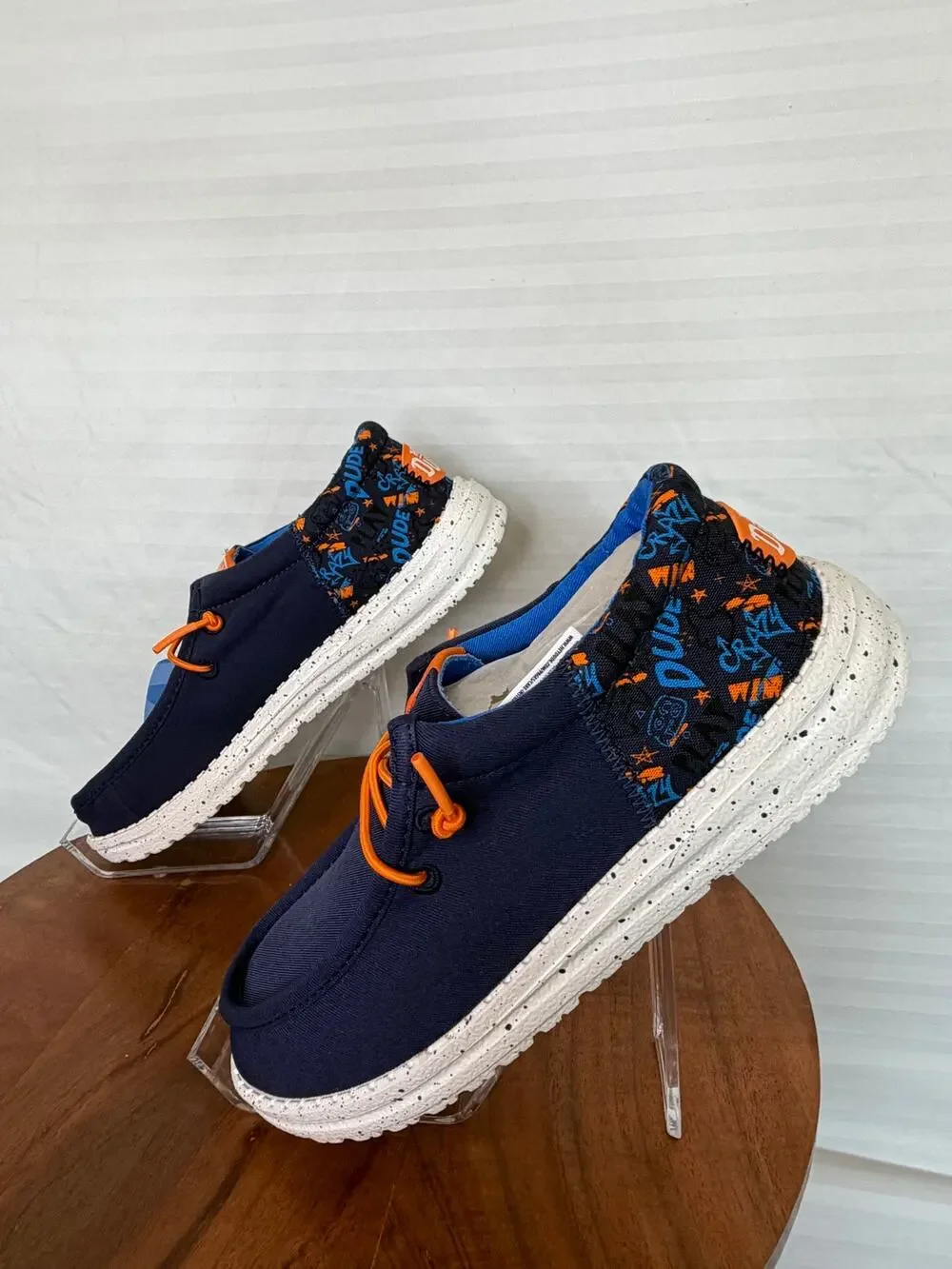 Hey Dude Wally Funk Y Game On Navy Multi Youth J3 EU36 NWT